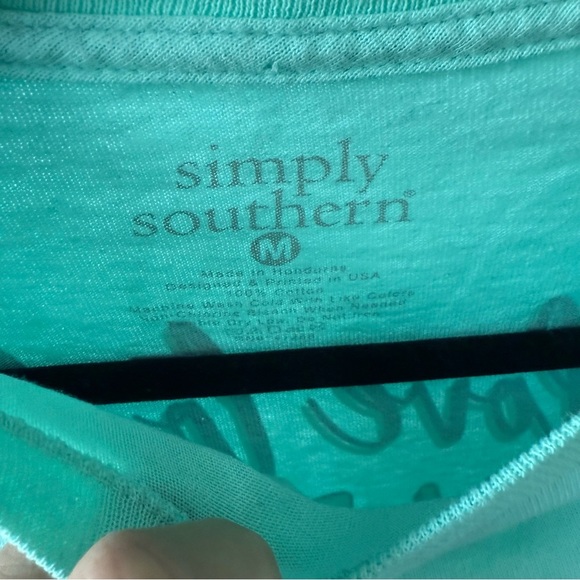 Simply Southern "I'd Love to But My Dog Said No" mint green long sleeve Medium - Picture 4 of 7